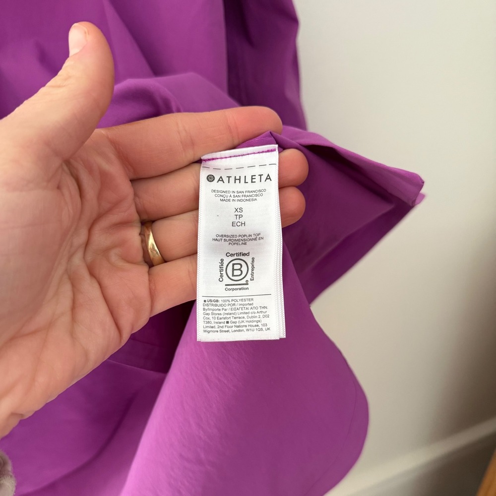Athleta women's Oversized Poplin Button Down Shirt Purple XS‎ - Picture 3 of 8